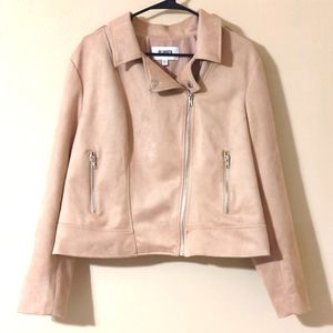 BB Dakota by Steve Madden XXL Tan Faux Suede Zippered Cropped Moto Jacke…